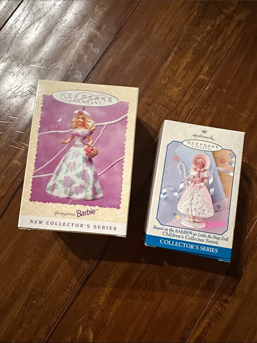 2 Vintage Hallmark Barbie Keepsake Ornaments Springtime & Little Bo Peep NIB
